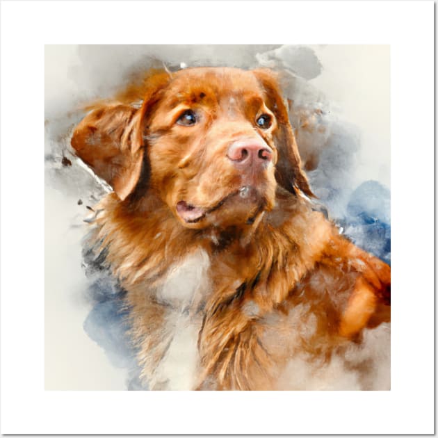 Nova Scotia Duck Tolling Retriever Watercolor - Dog Lover Gifts Wall Art by Edd Paint Something